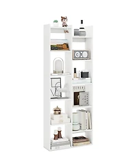 Gymax 11 Tier Bookcase with Anti Tipping Kits Wood Display Shelf Tree Shaped Bookshelf
