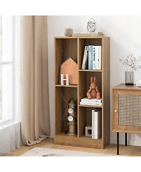 Gymax 5 Cube Bookshelf 41 Inch Floor Bookcase with 2 Anti Tipping Kits Freestanding Storage