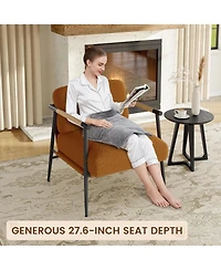 gaomon Modern Accent Chair, Comfy Chair with Metal Frame Wooden Armrest, Cozy Reading Chair with Soft Cushion for Bedroom