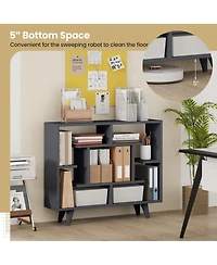 Gymax Bookshelf Geometric Bookcase with Anti Tipping Kit Storage Shelving Unit