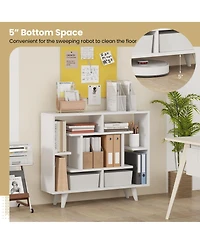 Gymax Bookshelf Geometric Bookcase with Anti Tipping Kit Storage Shelving Unit