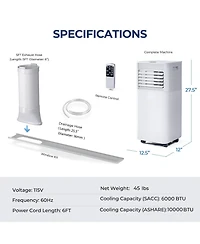 Ecooso 10000 Btu(Ashrae) Portable Air Cooler with Fan and Dehumidifier Mode
