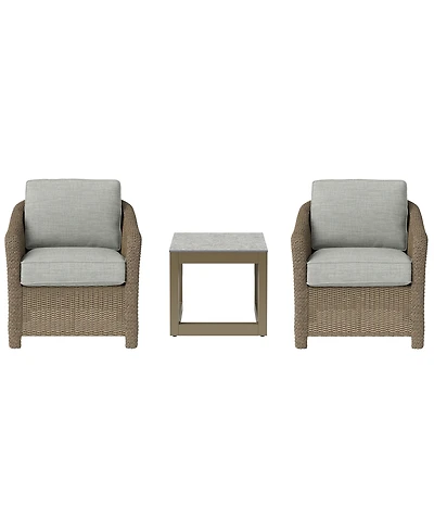Agio Sonetta 3-Piece Outdoor Club Chairs and End Table Set
