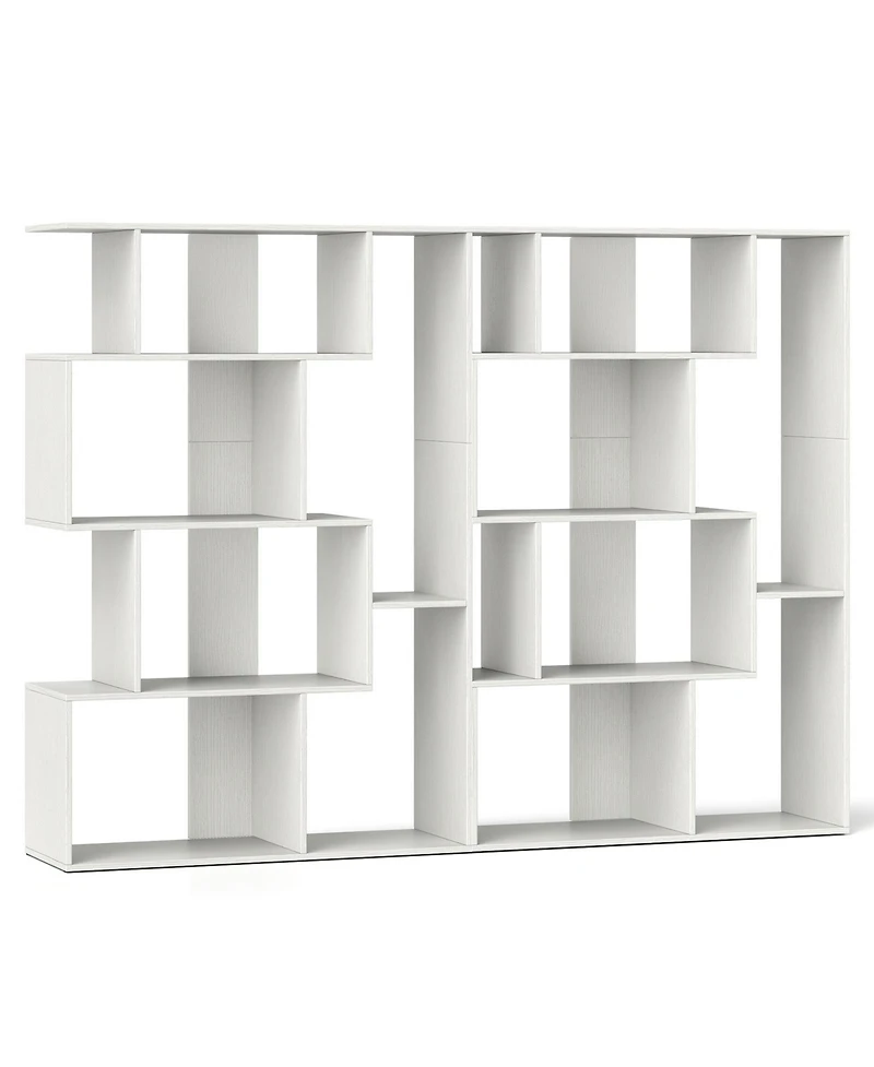 Gymax 2 Pieces 47 Inch Open-back Geometric Bookshelf Free Standing Storage Shelf Unit