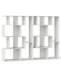 Gymax 2 Pieces 47 Inch Open-back Geometric Bookshelf Free Standing Storage Shelf Unit