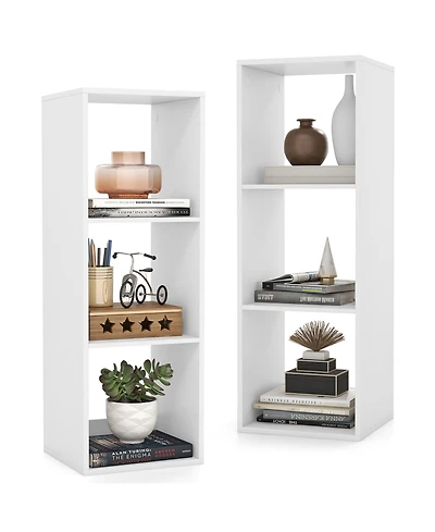 Gymax 3 Cube Bookshelf Modern Vertical Bookcase with Back Guardrail and Anti Tipping Kits