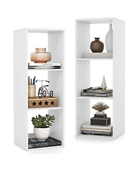 Gymax 3 Cube Bookshelf Modern Vertical Bookcase with Back Guardrail and Anti Tipping Kits