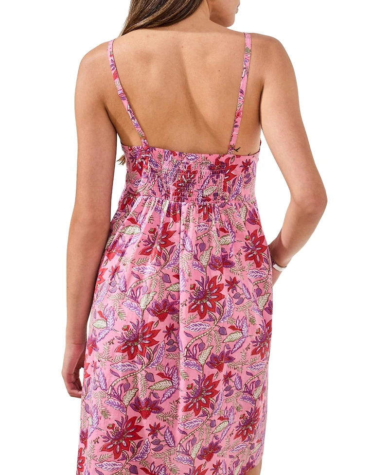 Tribal Women's Printed Popover Dress with Back Smocking