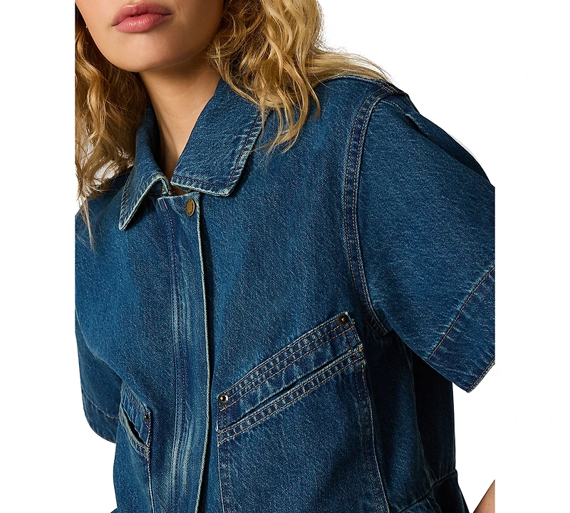 Steve Madden Women's Haezel Collared Denim Jacket