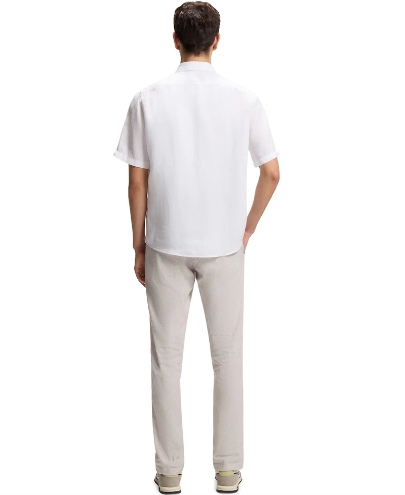 Boss by Hugo Boss Men's Linen Regular-Fit Short-Sleeved Shirt