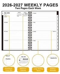 Gnuadz Academic Planner 2026-2027 Weekly Monthly July June Agenda Pocket Elastic