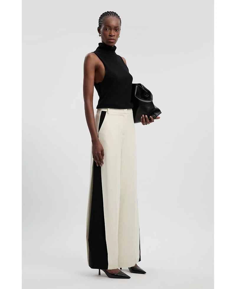Karen Millen Women's Contrast Colour Wide Leg Trouser