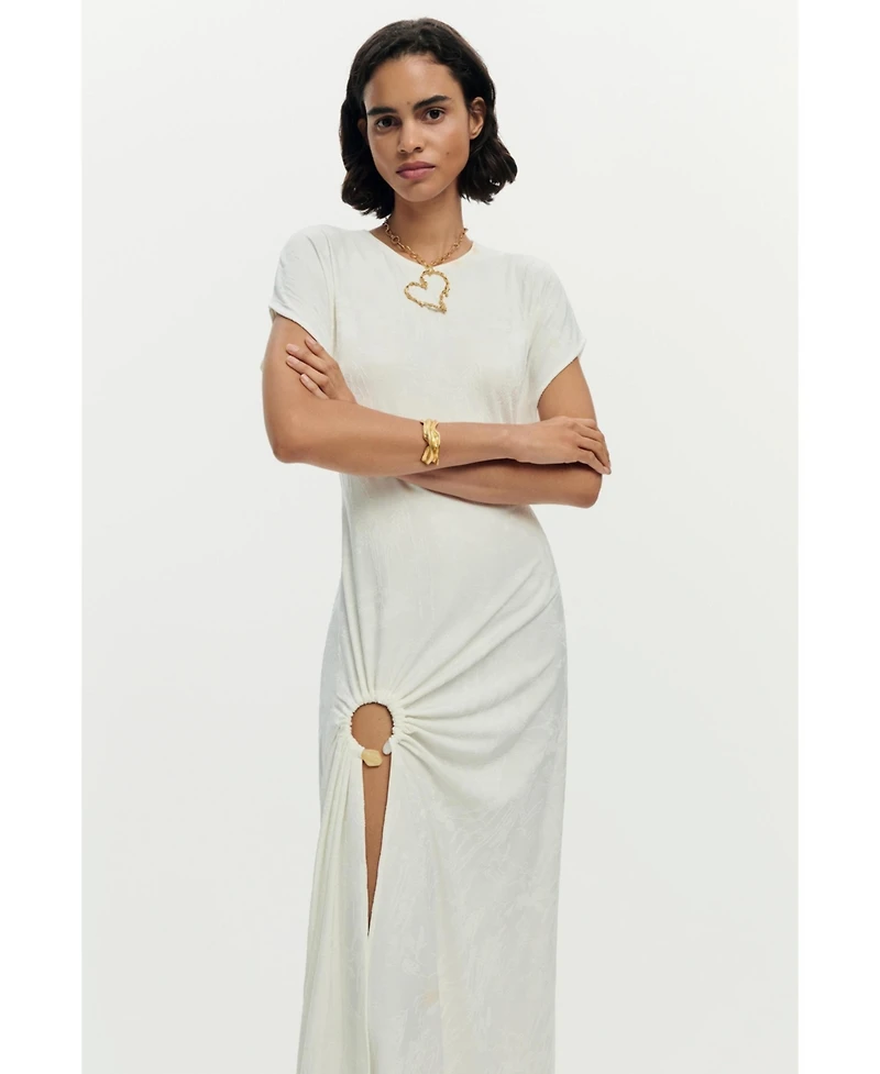 Desigual Women's Long white knit dress