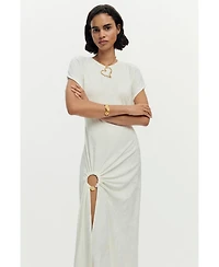 Desigual Women's Long white knit dress