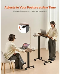 Gouun Overbed Table with Hydraulic Height Adjustment and Tilt Desktop