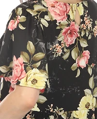 White Mark Women's Floral Print V-Neck Maternity Dress