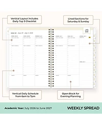 Gnuadz 2026-2027 Academic Year Planner- July to June Softcover, Dividers, Pocket, Stickers, Notes Pages