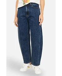 Yumi Women's Denim Barrel Relaxed Fit Jeans