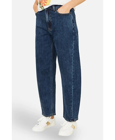 Yumi Women's Denim Barrel Relaxed Fit Jeans