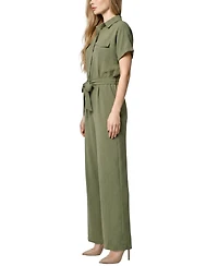 Ny Collection Petite Short Sleeve Belted Jumpsuit