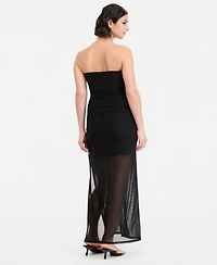 Bar Iii Women's Hardware-Trim Strapless Ruched Dress, Macy's Exclusive