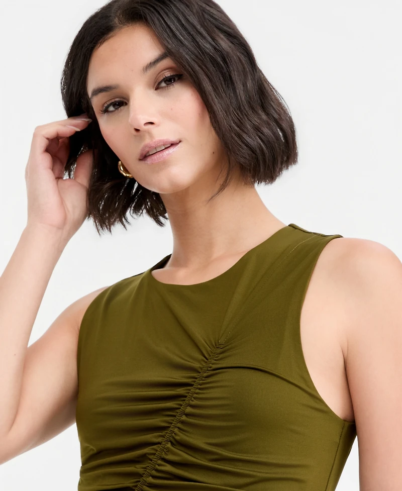 Bar Iii Women's Ruched Knit Crewneck Tank Top, Macy's Exclusive