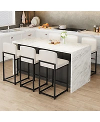 gaomon Bar Stools Set of 2, Counter Height Bar Chairs with Backrest and Footrest, Faux Leather Modern Barstools for Kitchen Island and Home Bar