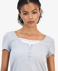 Hippie Rose Juniors' Layered-Look Short-Sleeve Henley