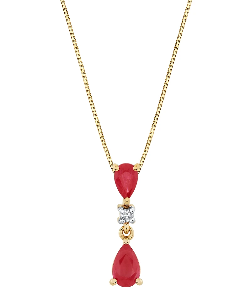 Macy's Ruby (5/6 ct. t.w.) & Diamond Accent Pendant Necklace in 10k Yellow Gold