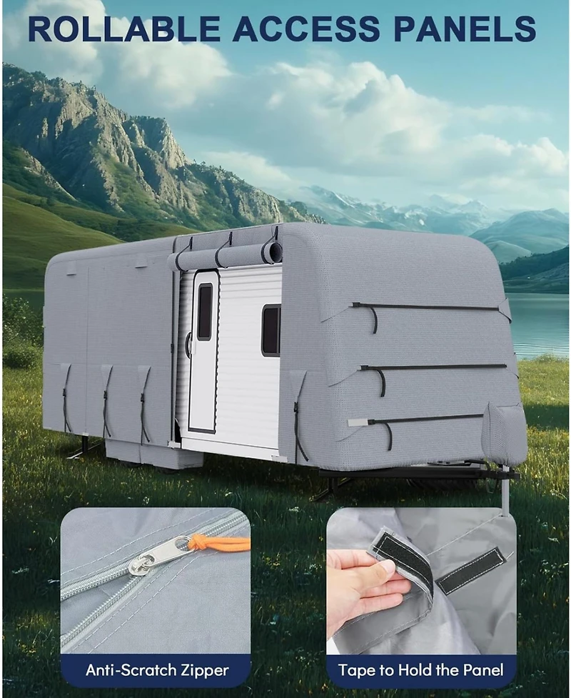 gaomon Rv-Cover 22-24 ft Travel Trailer Camper Cover,Waterproof Rip-Stop Rv Covers with Adhesive Repair Patches