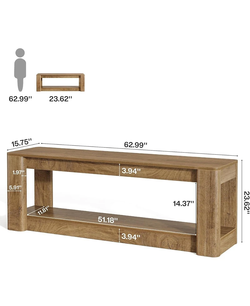 Tribesigns 63" Farmhouse Console Table, Narrow Long Entryway Table with Low Storage Shelf