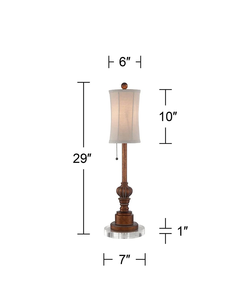 Regency Hill Traditional Buffet Table Lamps 28" Tall Set of 2 with Round Risers Brown Fabric Drum Shade Bedroom Living Room