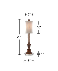 Regency Hill Traditional Buffet Table Lamps 28" Tall Set of 2 with Round Risers Brown Fabric Drum Shade Bedroom Living Room