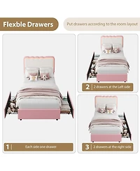 gaomon Full Size Upholstered Bed Frame with Adjustable Headboard for Kids/Girls/Boys, Large Storage Drawer, Noise-Free