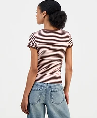 Just Polly Juniors' Striped Ringer T-Shirt