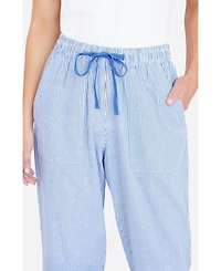 Yumi Women's Cotton Stripe Cropped Trousers