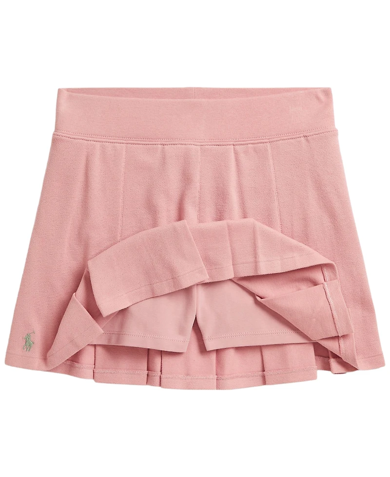 Polo Ralph Lauren Girls' 7-16 Stretch Mesh Boxy Polo Shirt and Skirt, 2-Piece Set