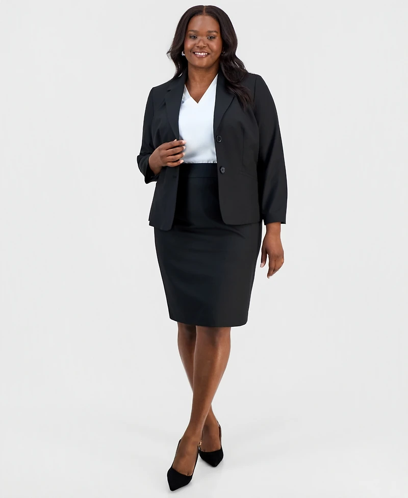 Kasper Plus Washable Bi-Stretch Knee-Length Pencil Skirt