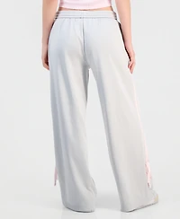 Celebrity Pink Juniors' Wide-Leg Bow-Detail Track Pants