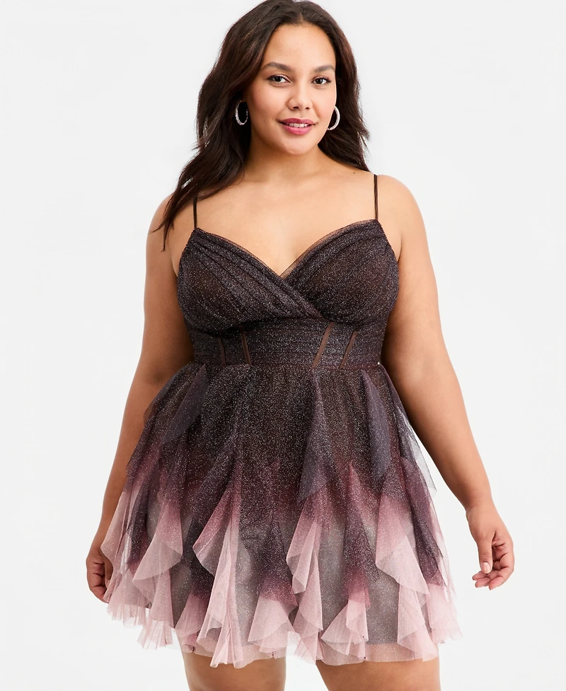 pear culture Trendy Plus Ombre Ruffled Dress