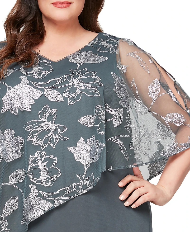 Sl Fashions Plus V-Neck A-Line Ball Gown Dress