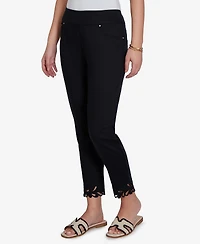 Ruby Rd. Petite Embroidered Cutout Denim Ankle Pants