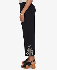 Ruby Rd. Petite Embroidered Gauze Relaxed Elastic Waist Pants