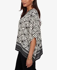 Ruby Rd. Petite Geo Border Print Crepe Blouse