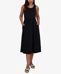 Ruby Rd. Petite Crochet Trim Stretch Knit Midi Dress