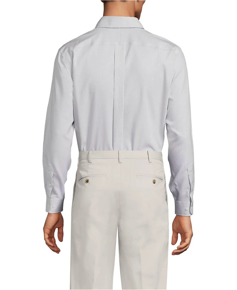 Lands' End Men's Traditional Fit Solid No Iron Supima Pinpoint Buttondown Collar Dress Shirt