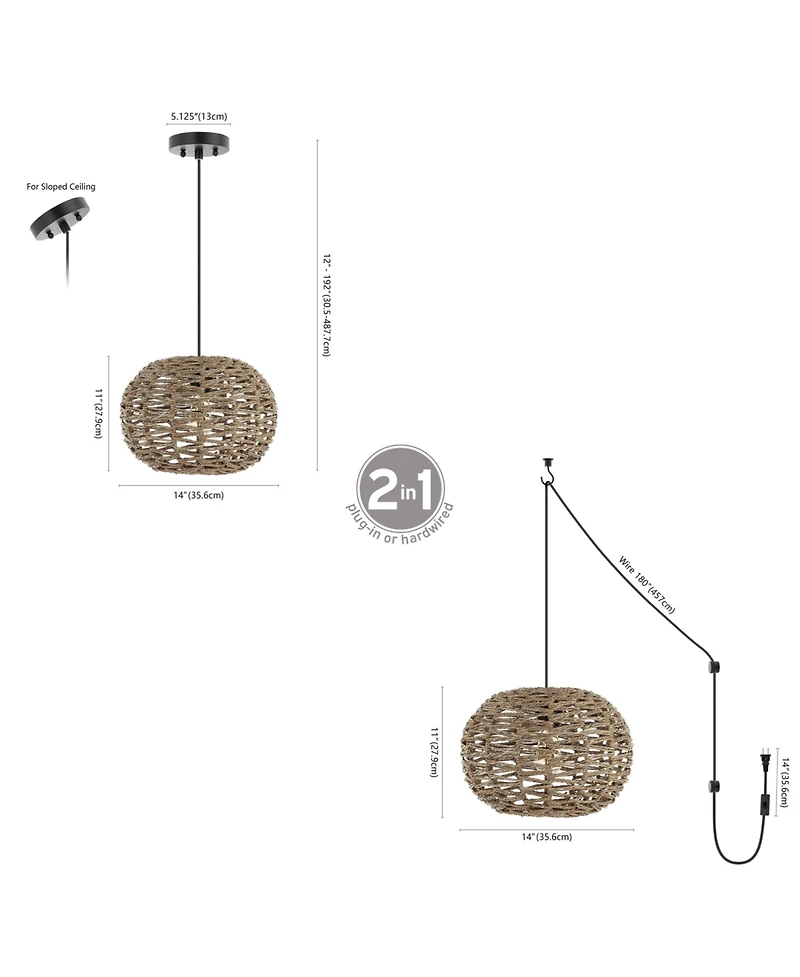Isla Farmhouse Coastal Rattan Led Pendant