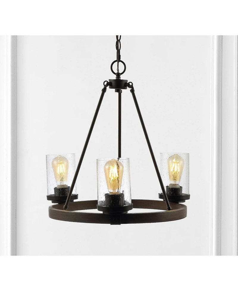 Coronet 3-Light Iron/Seeded Glass Rustic Farmhouse Led Chandelier