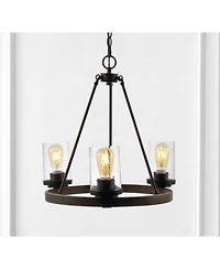 Coronet 3-Light Iron/Seeded Glass Rustic Farmhouse Led Chandelier
