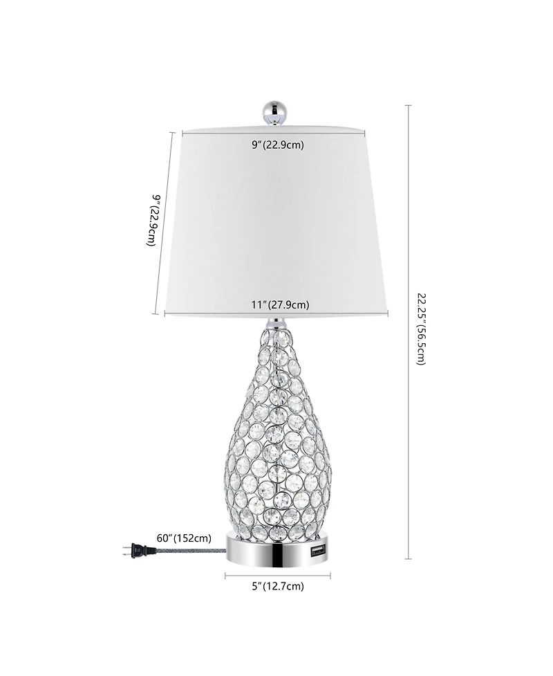 Lily Midcentury Modern Iron Led Table Lamp with Usb Charging Port (Set of 2)